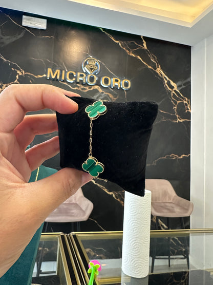 Pulsera tipo trébol oro 18kt