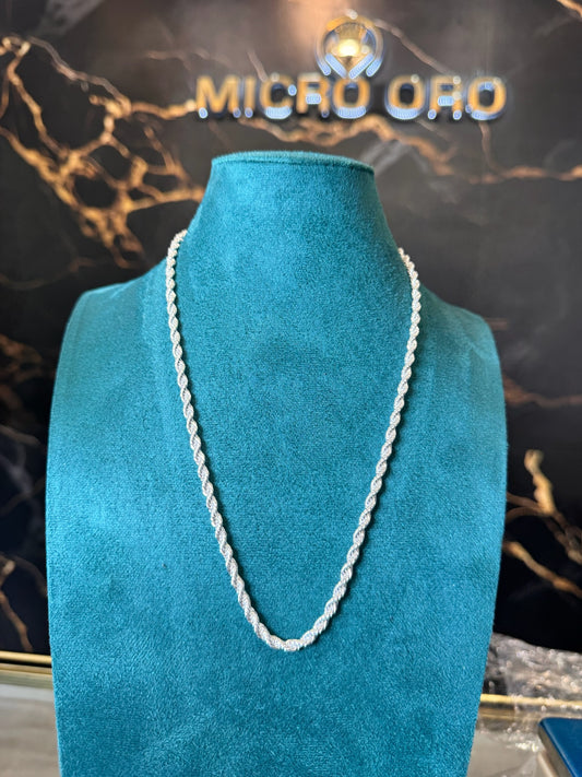 Cadena y pulsera tipo cordón plata